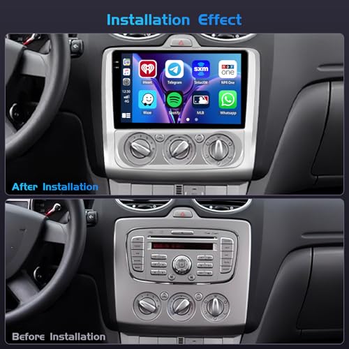Inefala 4+64G Android 15 Radio for Ford Focus 2004-2011 with 9'' In-Cell Screen with Wireless Carplay and Android Auto Mirror Link Radio FM/RDS GPS WiFi Bluetooth SWC Reverse Camera
