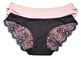 Womens Sexy Soft 3 Pack Lace Back Low Rise Hipster Briefs Panties