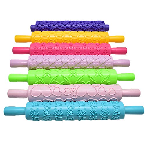 1Pcs Plastic Colourful Cake Bread Fondant Rolling Pin Embossing Mold (Random) - Thumbnail 2