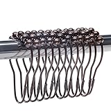 Shower Curtain Rings, For Bathroom Shower Rod - Stainless Steel, Polished Chrome, Set of 12 Piece (Oil Rubbed Bronze)