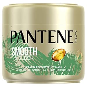 Pantene Smooth and Sleek Hair Mask, Keratin Hair Mask, Up to 72H of Smooth and Shiny Hair in 1 use, 300 ml