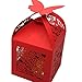 KAZIPA 50pcs Laser Cut Candy Boxes, 2.2''x2.2''x2.2'' Rose Butterfly Favor Boxes for Wedding Favors (Red)