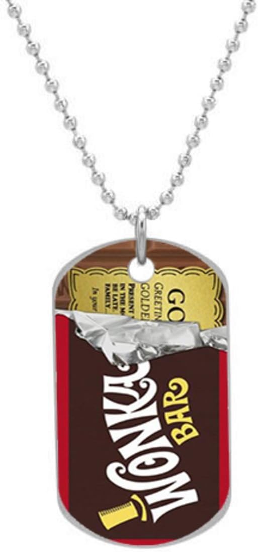 Nice Custom Willy Wonka GOLDEN Ticket Chocolate Unique Printed Custom Images useful (one side)Oval dog tag and many animal tags,Dog Tag measure 1.2 x 2.0 X 0.1 inches and is made from Aluminum.