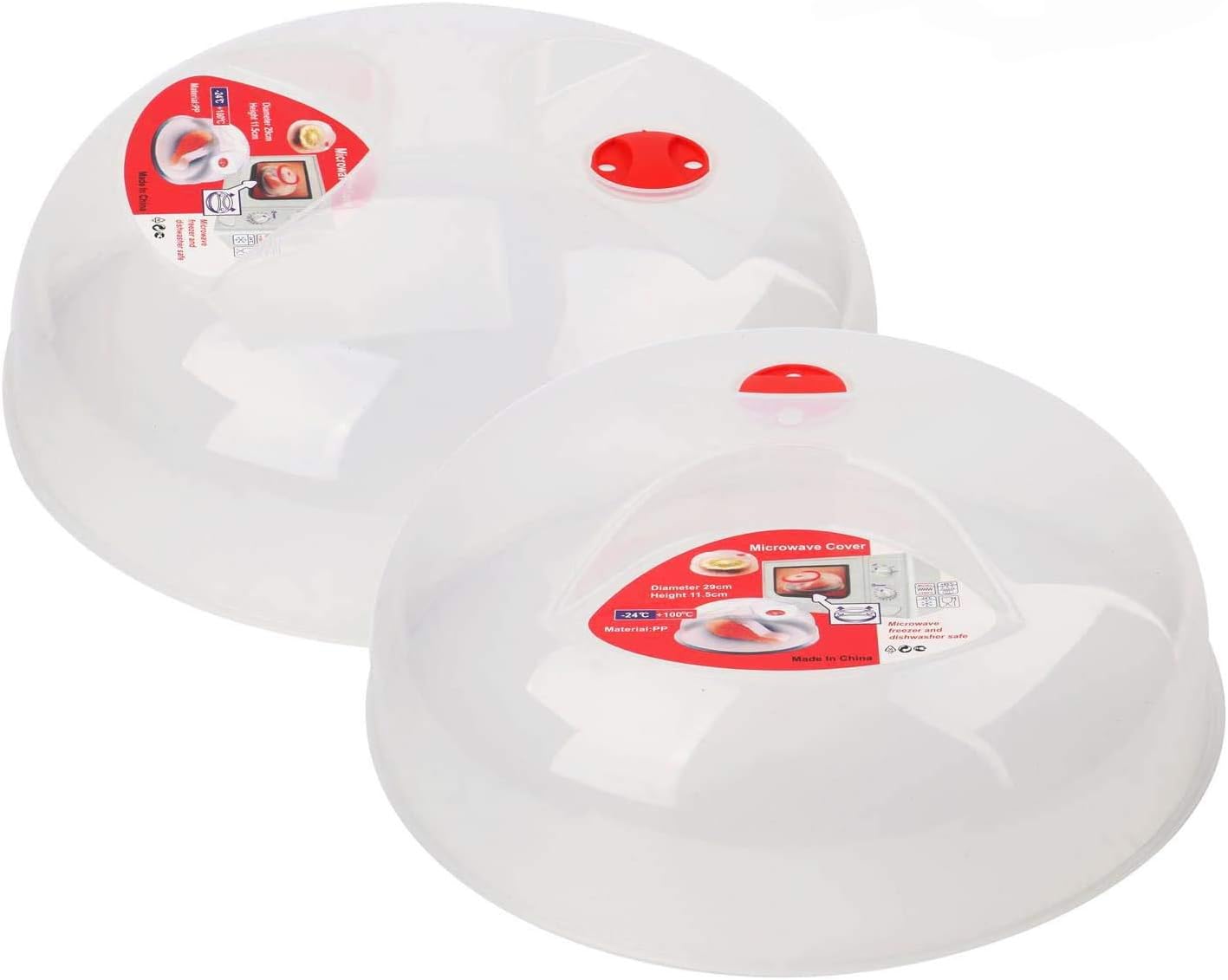 ebery Mikrowellen-Abdeckhaube, Ø 28 cm Höhe 11cm, Kunststoff, transparent 29 x 29 x 11 cm, 2pcs