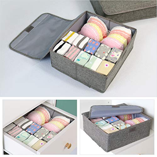 LEEFE-Drawer-Organizer-with-Lids-2-Pack-Foldable-Divider-Organizers-Closet-Underwear-Storage-Box-for-Sortin-Socks-Bra-Scarves-and-Lingerie-in-Wardrobe-or-Under-Bed-Breathable-Washable-Linen-Fabric