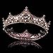 FUMUD Baroque Vintage Black Rhinestone Beads Round Big Crown Wedding Hair Accessories Luxury Crystal Queen King Crowns Bridal Tiaras