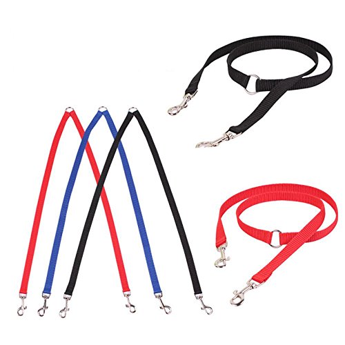 Letdown Double Dog Twin Strong Multicolor Lead Two Pet Dogs Walking Leash (Black)