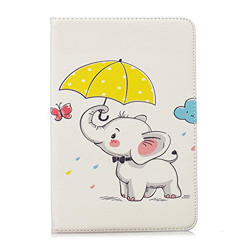 iPad Mini 3 Mini 4 Case,LittleMax(TM) Slim Fit Folio Stand Synthetic Leather Protective Cover [Card Slots] for Apple iPad Mini 1/2/3/4 7.9 inch [One Free Stylus] -# Yellow Umbrella Elephant - Thumbnail 2
