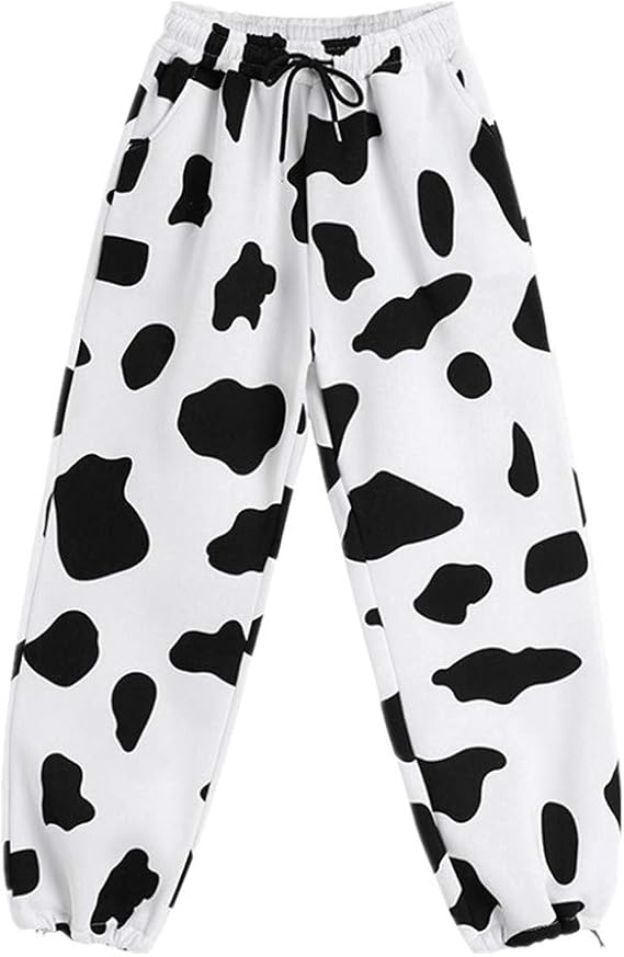 N\P Women's Gray Cow Print Casual Fashion Pants Amazon.co.uk
