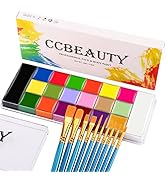 CCbeauty Professional Face Body Paint 20 Colors(6 Glow Color and 14 Regular) Halloween Neon Body ...