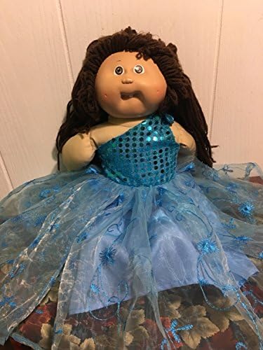 Fits 16" 17" 18" Cabbage Patch Kids Doll Clothes Princess Dress Sparkly One Shoulder Gown Blue Handmade NO DOLL