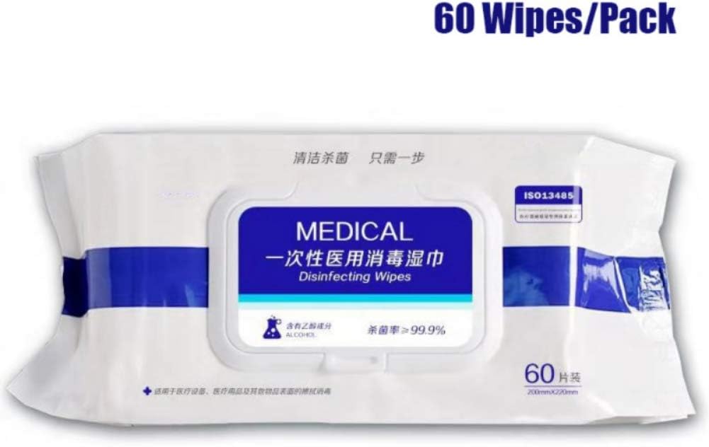 75% alcohl disiinfeton 60 Wipes Residue-Free,Pre-moistened Sterilization Disposable Wet Wipes Moist Non-woven Fabrics Anti-ger-ms Cleaning Wipes Disinfeton Towelette