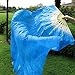 WEISIPU Hand-Made Faux Silk Belly Dance Fan Veils - Bamboo Long Fans Veils Available in 8 Stunning Colors for Dance Performances Right Hand （Blue）