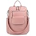 UTO Women Backpack Purse 3 ways PU Washed Leather Ladies Rucksack Shoulder Bag Pink