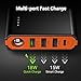 EasyAcc 20000mAh USB C Portable Charger, 18W Quick Charge Power Bank (5A Input, 6A Output) Fast Recharge External Battery Pack, Black Orange