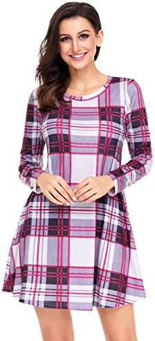 Lucklovell Women Sexy Plaid Mini Dress ((US 12-14)L, White)