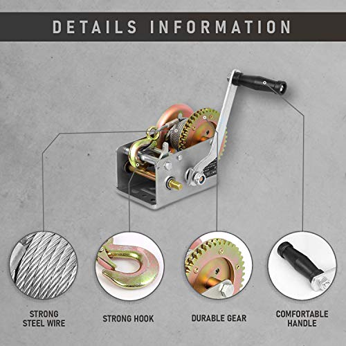 Trailer Winch – Durable Hand Crank – 3500 lbs Hand Winch with Cable - Image 4