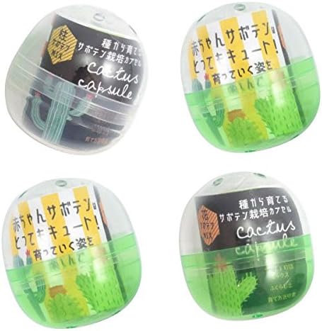 Amazon ギフトに サボテン栽培カプセル 4個セット 花サボテン2個と柱サボテン2個 ガチャカプセルに 土とサボテンのタネ入り 用土