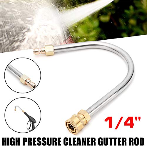 Obecone Gutter Cleaner Wand Attachment,Gutter Cleaning Tool for Pressure Washers, Coupled with 1/4" Brass Quick Coupler x 1/4" QC Plug,5000PSI - Thumbnail 6