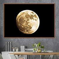 Framed Canvas Wall Art Lunar Eclipse Aerial Astronomy & Space Expressive Global Moon Multicolor Photography Realism Warm - 16x24 inches