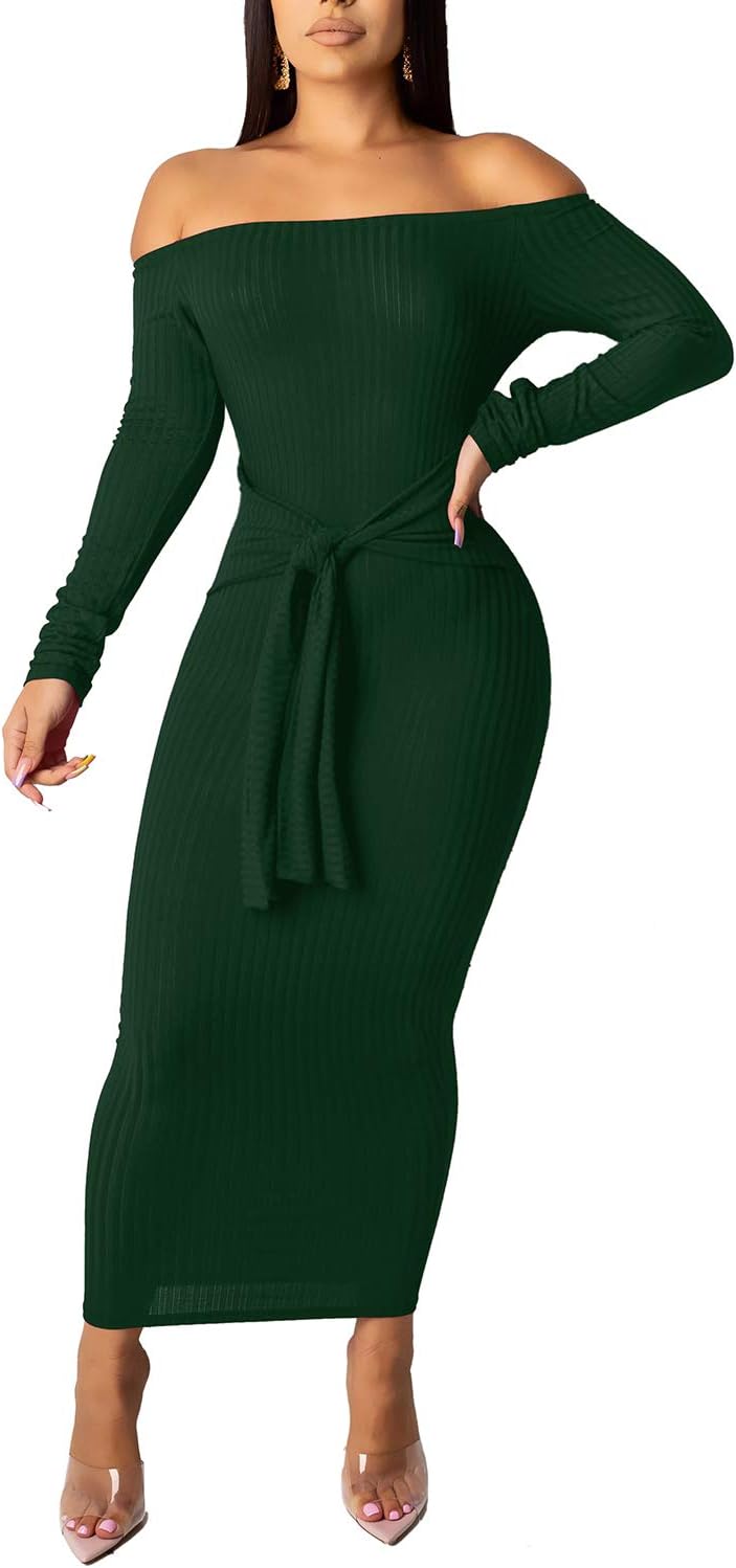 SheKissSheKiss Women's Long Sleeves Bodycon Sweater Dress