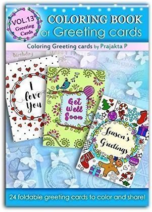 Coloring book of greeting cards: 24 handmade foldable cards to color | Premium Handmade Paperback Spiral Bound Coloring Book | Art and Sip Party, DIY Kit, Party favor | Easy & fun drawings to color