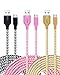 Android Charger, OKRAY 3 Pack 10ft 3M Nylon Braided Tangle-Free Micro USB 2.0 Charge Cable Sync Charging Cord Compatible for Android, Samsung, HTC, Google Nexus, Sony, Nokia and More(Black White Pink)