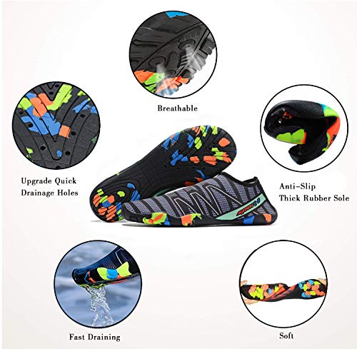 Mens Womens Water Shoes Quick Dry Barefoot for Yoga Swim Diving Surf Aqua Sports Pool Beach (Dark Grey 39)