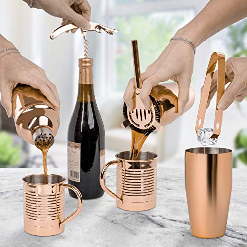 ONVAYA® Cocktail Set in Rosé-Gold | Cocktail Geschenkset mit Bambus-Halter | Cocktail Shaker Set | professionelles… – Bild 7
