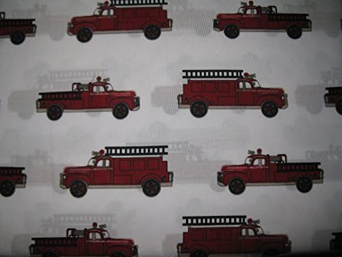 Authentic Kids FULL Sheet Set - Red Fire Engine Truck On White
