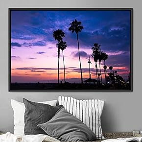 signwin Framed Canvas Wall Art Palm Tree Colorful...