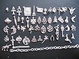 50pcs Mixed Silvers Fairy Wicca Pagan Witch Zinc Alloy Charms Bracelet Kit #3006 AVBeads