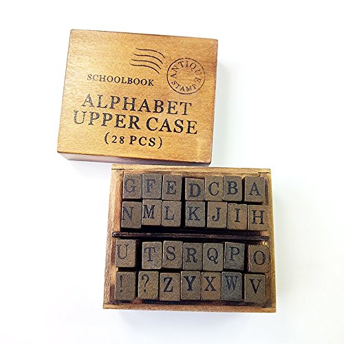 28pcs/set Wooden Rubber Alphabet Stamp in Lower case and Upper case