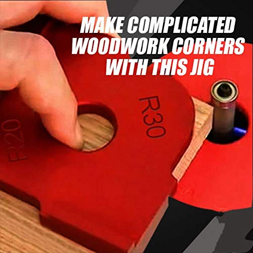 succeedtop Woodworking Corner Jig, Woodworking Radius Corner Routing Tool, Corner Radius Quick Jig, Cutting Needed Semicircle Angle Radian on Furniture, Tables, Bench, Corners, Edges, and More! (Red) - Thumbnail 7