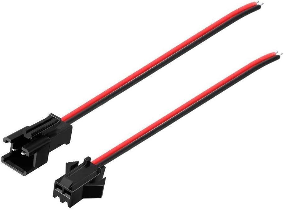 YUNIQUE GREEN-CLEAN-POWER - JST 2PIN 22AWG 135mm Wire Kit 20 works Male/Female Connectors, Nero Rosso - Image 4