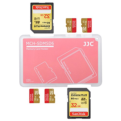JJC Memory Card Case for 4x microSD + 2x SD Cards - Red Edition - MCH-SDMSD6