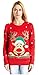 V28 Women's Christmas Reindeer Snowflakes Sweater Pullover (Tag XL (US size 12), Red-ReerFace)