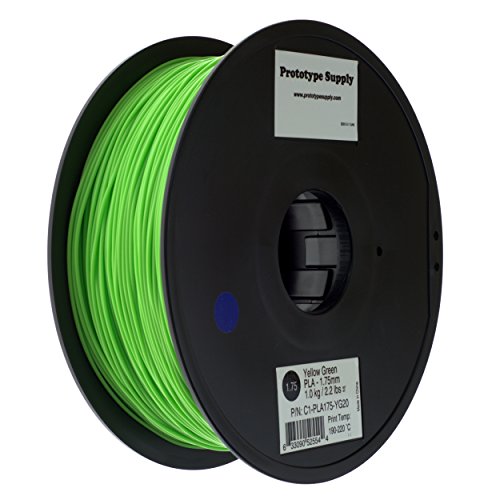 Prototype Supply 1.75mm PLA Yellow-Green 3D Printing Filament, 1kg (2.2 pounds)