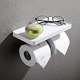 Doxwater F30311 Toilet Paper Holder with Shelf - White