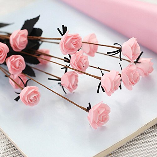 YJYdada Artificial PE Fake Flowers Rose Floral Wedding Bouquet Bridal Hydrangea Decor (Pink)