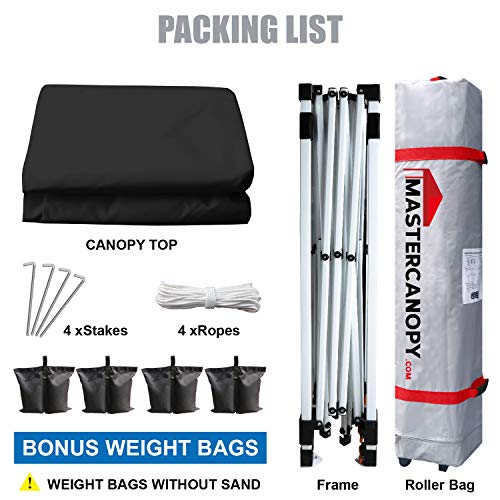 MASTERCANOPY 2,5 x 2,5 m Pop up Pavillon Faltpavillon Festzelt Partyzelt mit Entlüftung für Markt, Garten, Hof, Schwarz – Bild 6