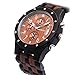 Men Natural Handmade Classic Fashion Wood Watch Analog Quartz Watch, Wristwatch with Calendar and Luminous Pointers in The Dark