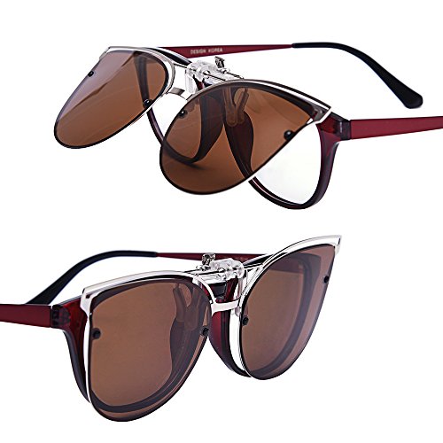 TERAISE Women’s ClipOn Sunglasses For Prescription Glasses Polarized Flip Up Vintage Cat Eye