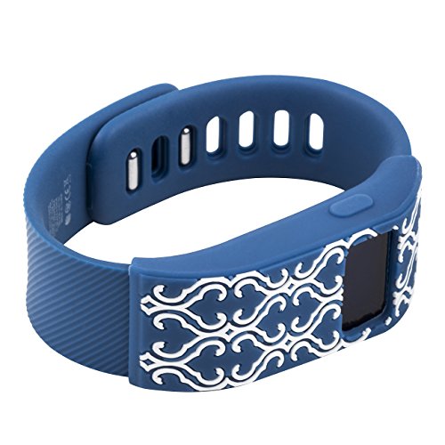 XO Your Sister - Fitbit Charge/Fitbit Charge HR Slim Designer Sleeve - Band Cover - Arabesque blue/white