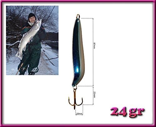 Silver blue spoon lure / spinner bait / fishing bait spinner for fresh &amp; salt water. 24g. Professional spoon-bait!!!