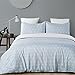 Vaulia Lightweight Microfiber Duvet Cover Set, Geometric Pattern Design, Blue and White Reversible Color - Queen Size