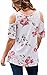 ECOWISH Womens Summer Floral Print Cut Out Shoulder with Ruffle Sleeve T Shirt Blouse(7 Color, S-2XL) White