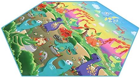 Charhoden SQ-133-zoo TXZ-2004 Small Hexagon Color Film Climbing Mat - Custom Pattern Floor mat,Zoo Animals Colorful Funny Hand Drawn Style Zoo Nature - multicolors, Medium