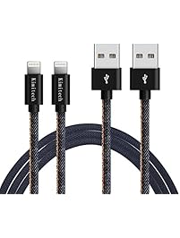 Lightning to USB Cable 3.3ft (1 Meter) ,Kimitech Hand-sewn Cowboy Leather Fastest Charge Sync & Charging Cable for iPhone 7 7 Plus 6s 6 Plus 5s SE 5c 5, iPad mini, iPad Air(Blue)