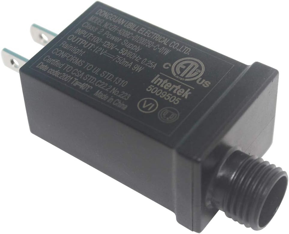12V9W LED Power Supply Low Voltage LED Transformer UL Class 2 Power Supply Waterproof IP44 US Plug LED Adapter For LED Device (12V9W 1Pack)